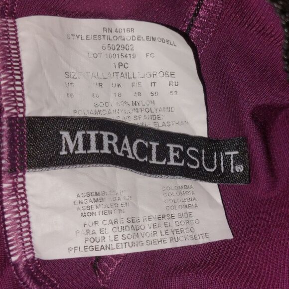 EUC Miraclesuit Women's Slimming  Averi One Piece Swimsuit Eggplant Size 16 - Picture 7 of 12